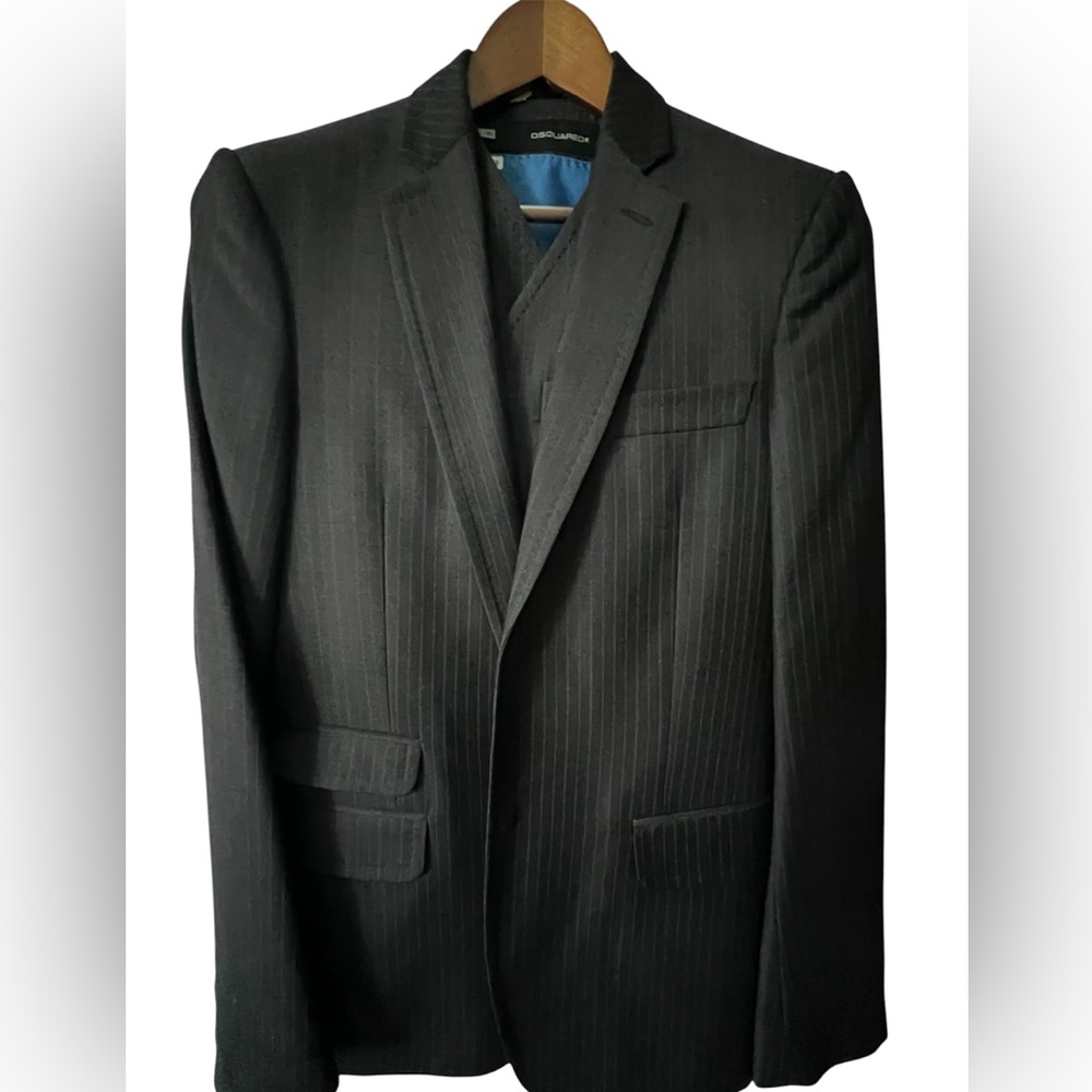 DSQUARED2: pinstripe men's suit jacket and vest